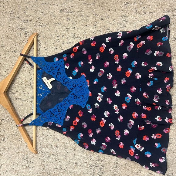 Rebecca Taylor Sz. 4 Blue Lace Trim Women's Top excellent condition! Visc/lace - Picture 7 of 11